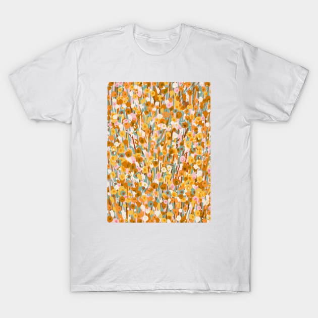 Vintage Orange Floral Pattern T-Shirt by Charly Clements